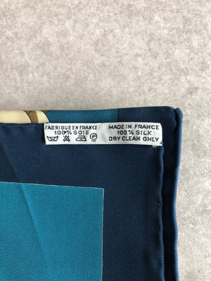 HERMES SILK Scarf Blue KOSMIMA Vintage ssprs2