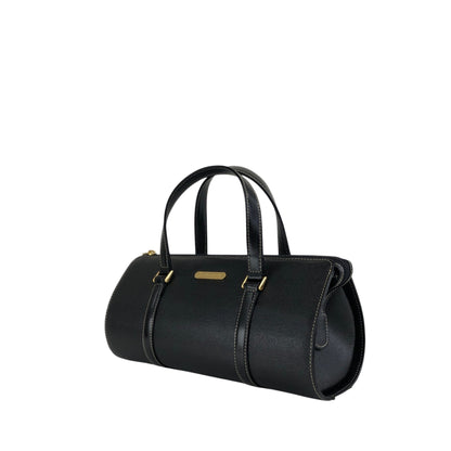 BURBERRY Logo Handbag Black Vintage vfc26w