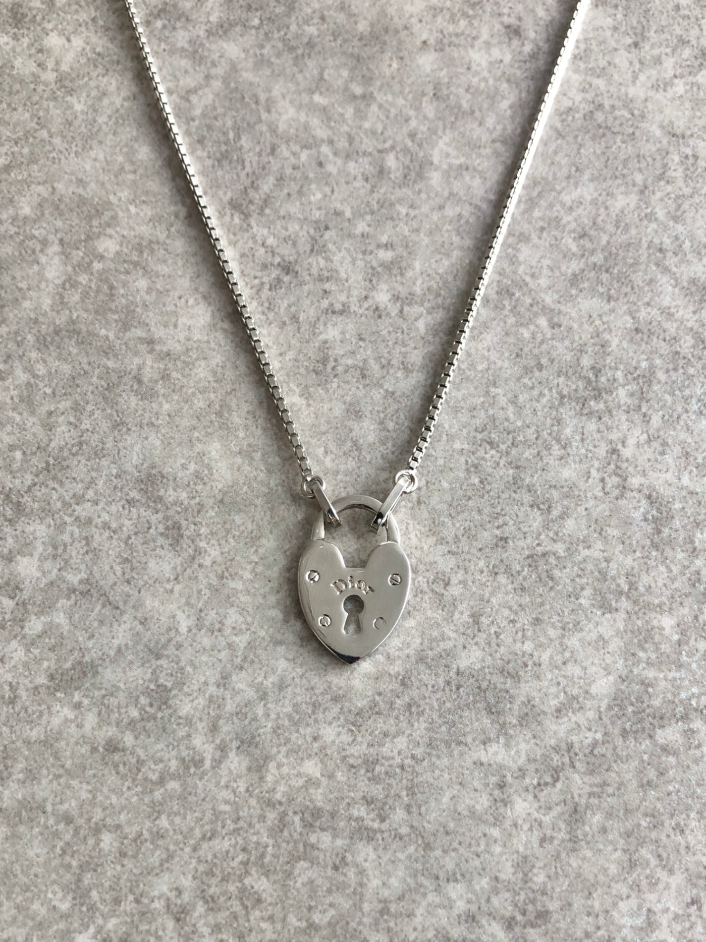 Christian Dior Heart Motif Necklace Silver Vintage xfgtgr