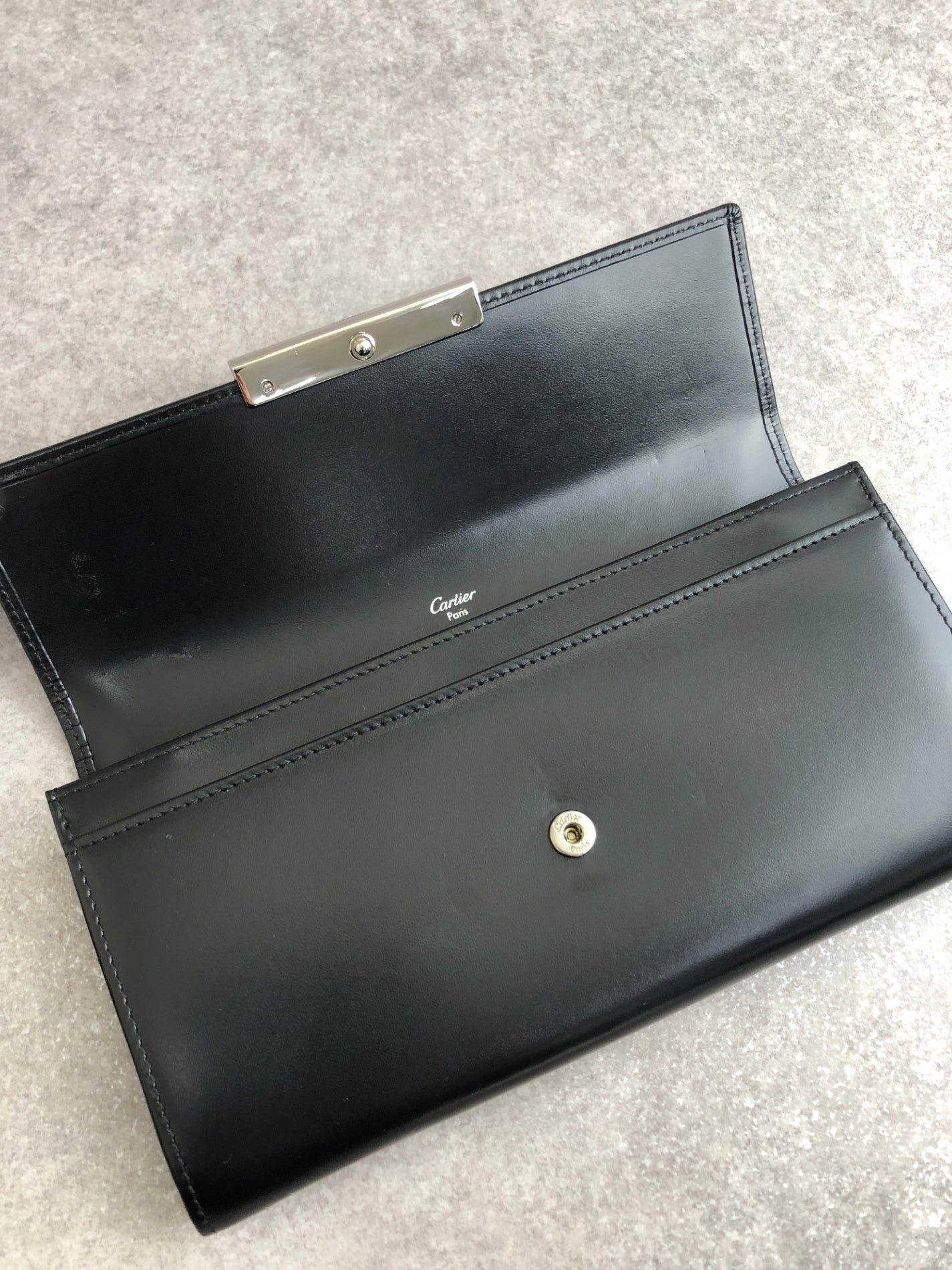 Cartier Long Wallet Black Vintage kps73w