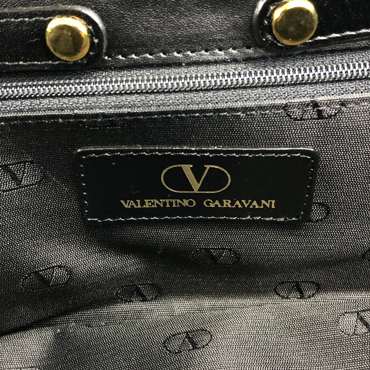 VALENTINO GARAVANI Logo Charm Two-way Handbag Shoulder bag Black Vintage b2wgf5