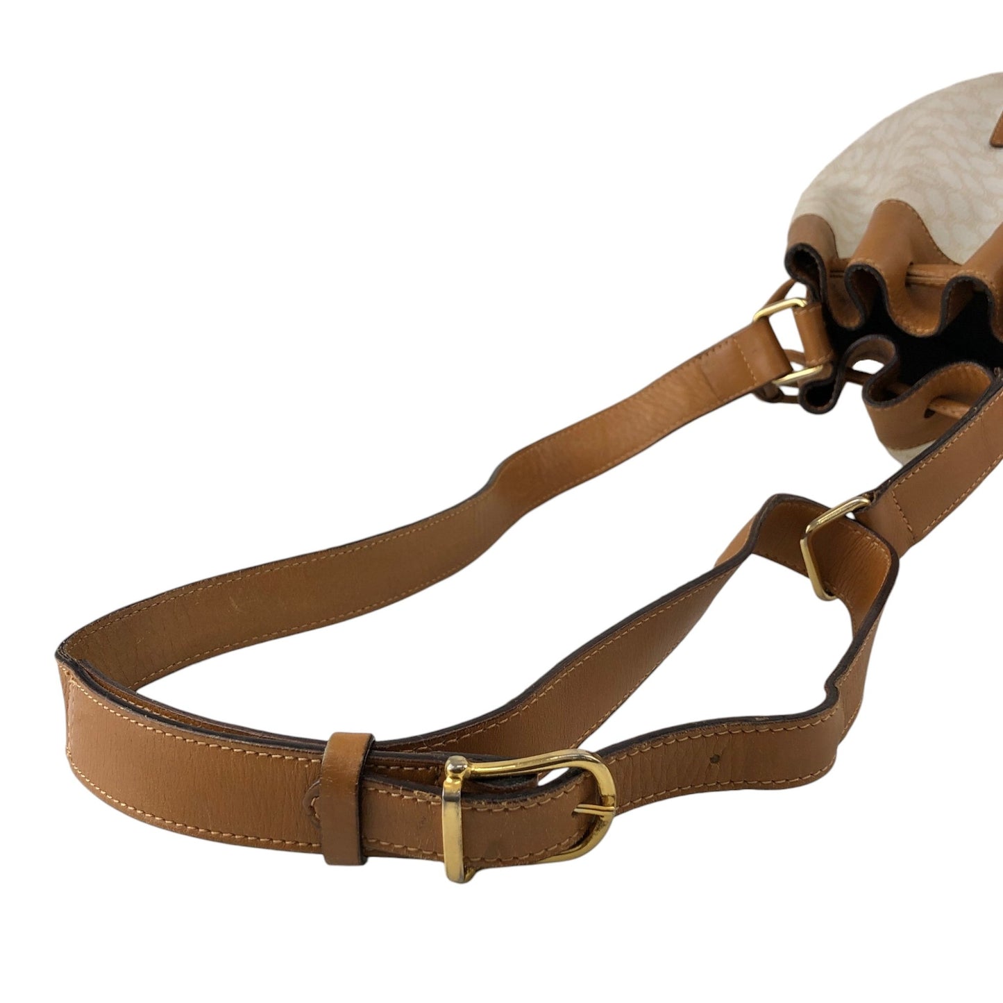 CELINE Macadam  Blason Drawstring  Shoulder bag White Vintage 6vdzju