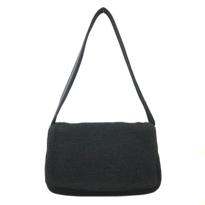 PRADA Triangle Logo Knit Shoulder bag Hobobag Black Vintage bdfyh6