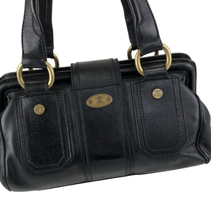 CELINE Front Buckle Small Boston bag Handbag Black Vintage nxugts
