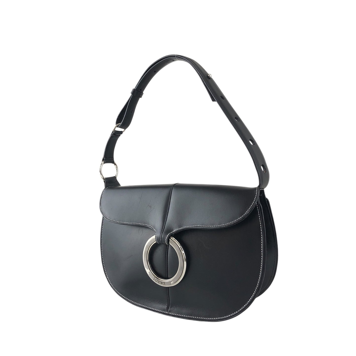 LOEWE Logo Shoulder bag Black Vintage sy8ch6