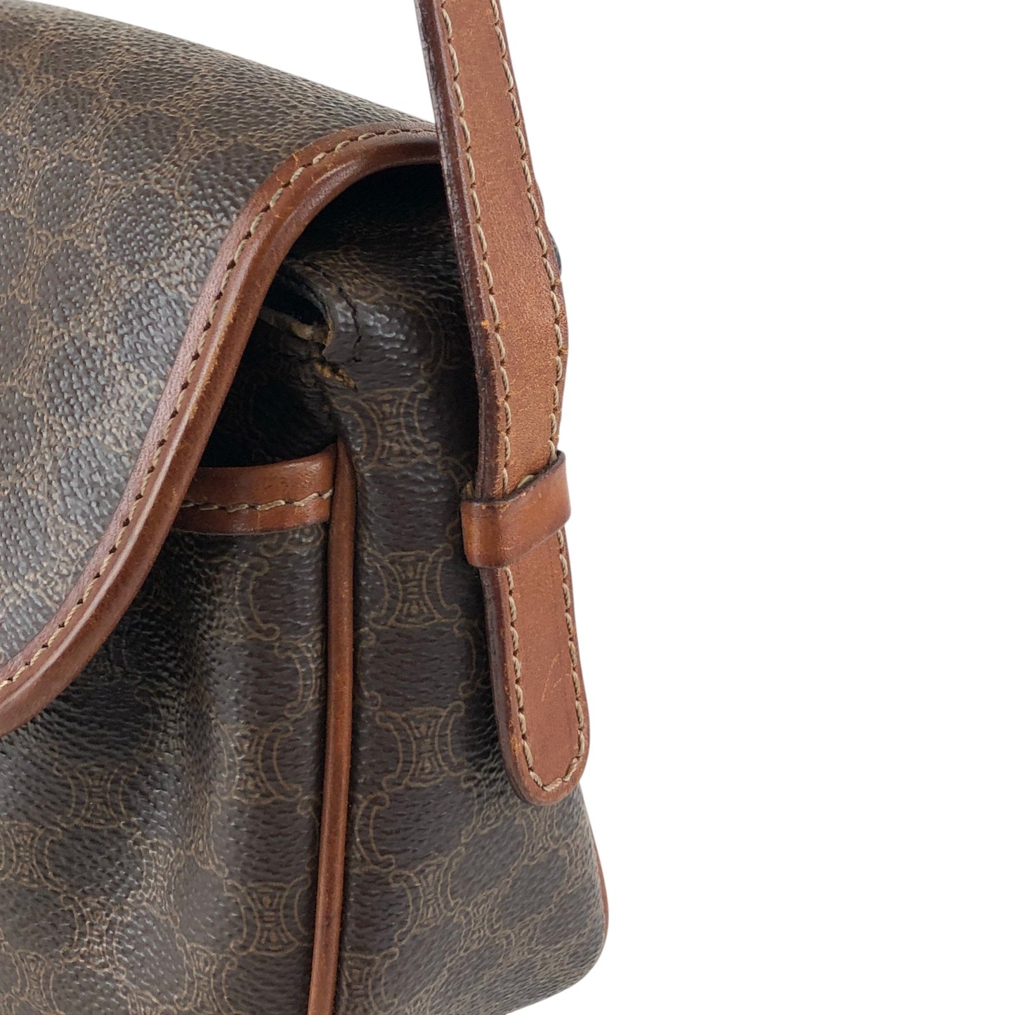 CELINE Macadam Blason Tassel Shoulder bag Brown Vintage zfbk3f