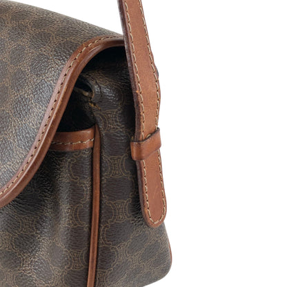 CELINE Macadam Blason Tassel Shoulder bag Brown Vintage zfbk3f