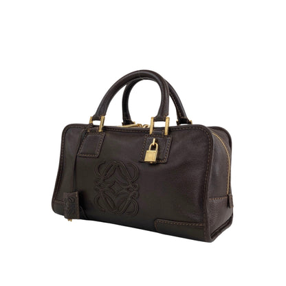 LOEWE Amazona28 Anagram Small Boston bag Handbag Brown Vintage vf56va
