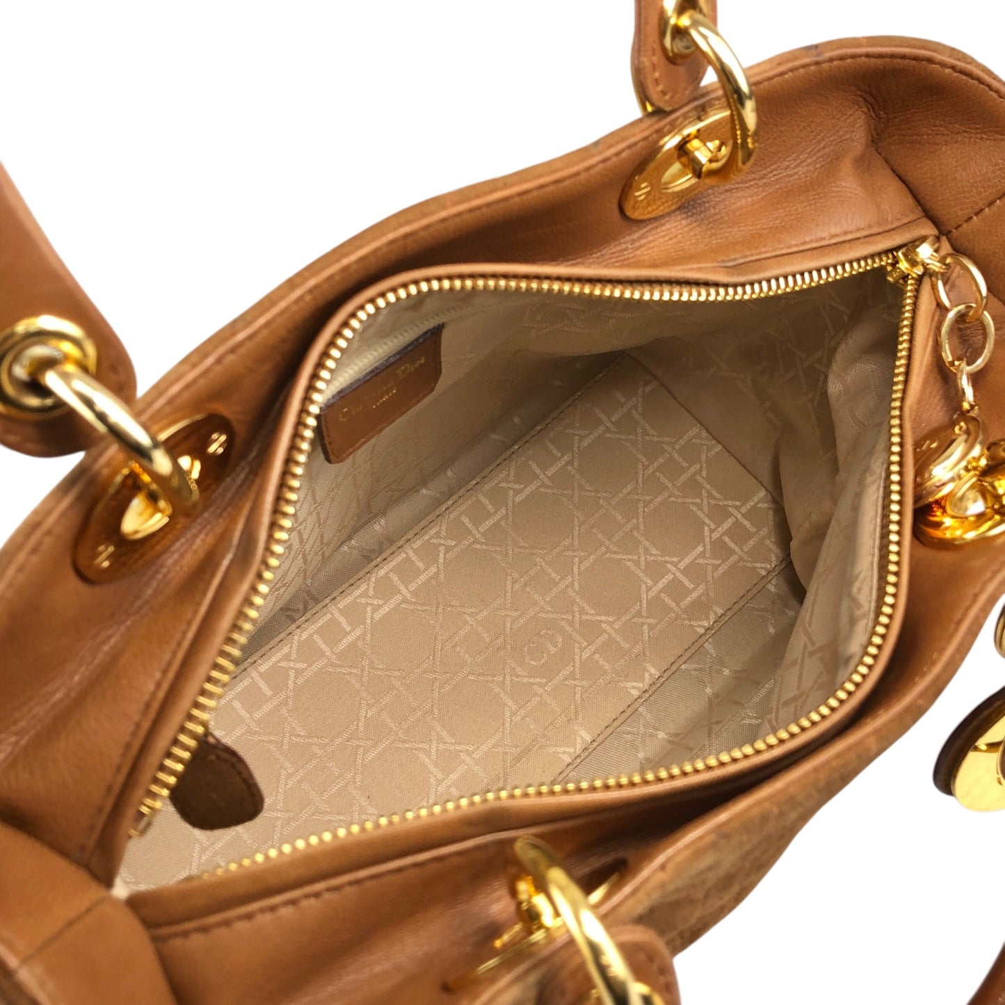 Christian Dior Lady Dior Cannage Two-way Handbag Shoulder bag Brown Vintage thfb5y