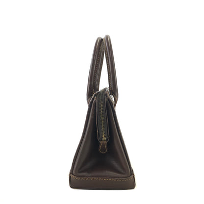 FENDI Zucca Jacquard Leather Two-way Handbag Shoulder bag Brown Vintage n3b6d8