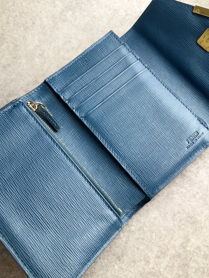 FENDI Embossed Folded Wallet Blue Vintage ngxet7