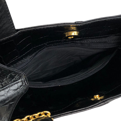 Yves Saint Laurent YSL Logo Cassandra Handbag Black Vintage hi7662