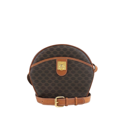 CELINE Macadam Gancini Round Shoulder bag Brown Vintage f76bfn