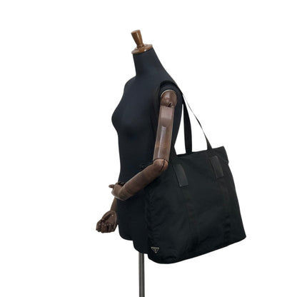 PRADA Tessuto Triangle Logo Totebag Black Vintage fdttdc