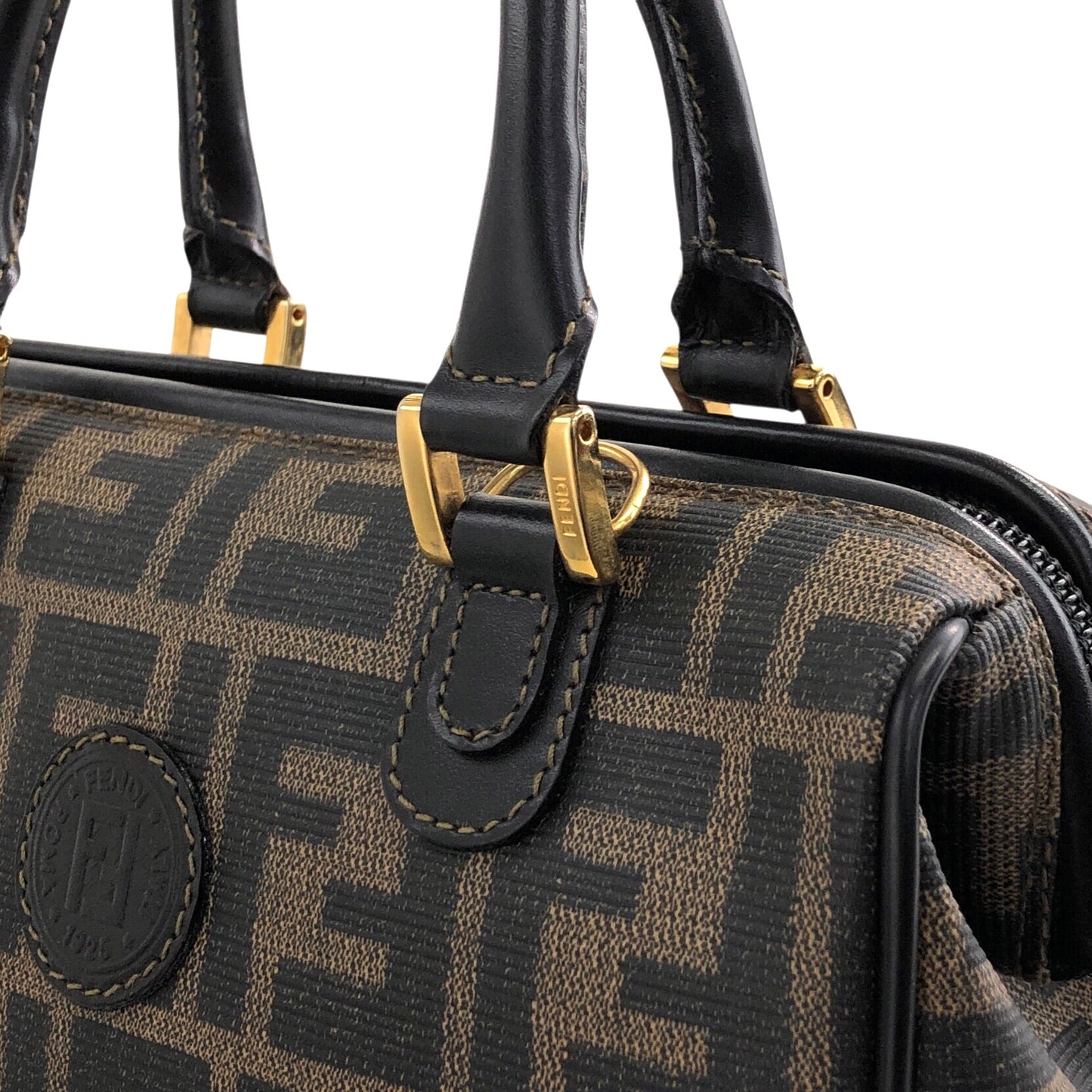 FENDI Zucca Two-way Small Boston bag Shoulder bag Brown Vintage sfanas