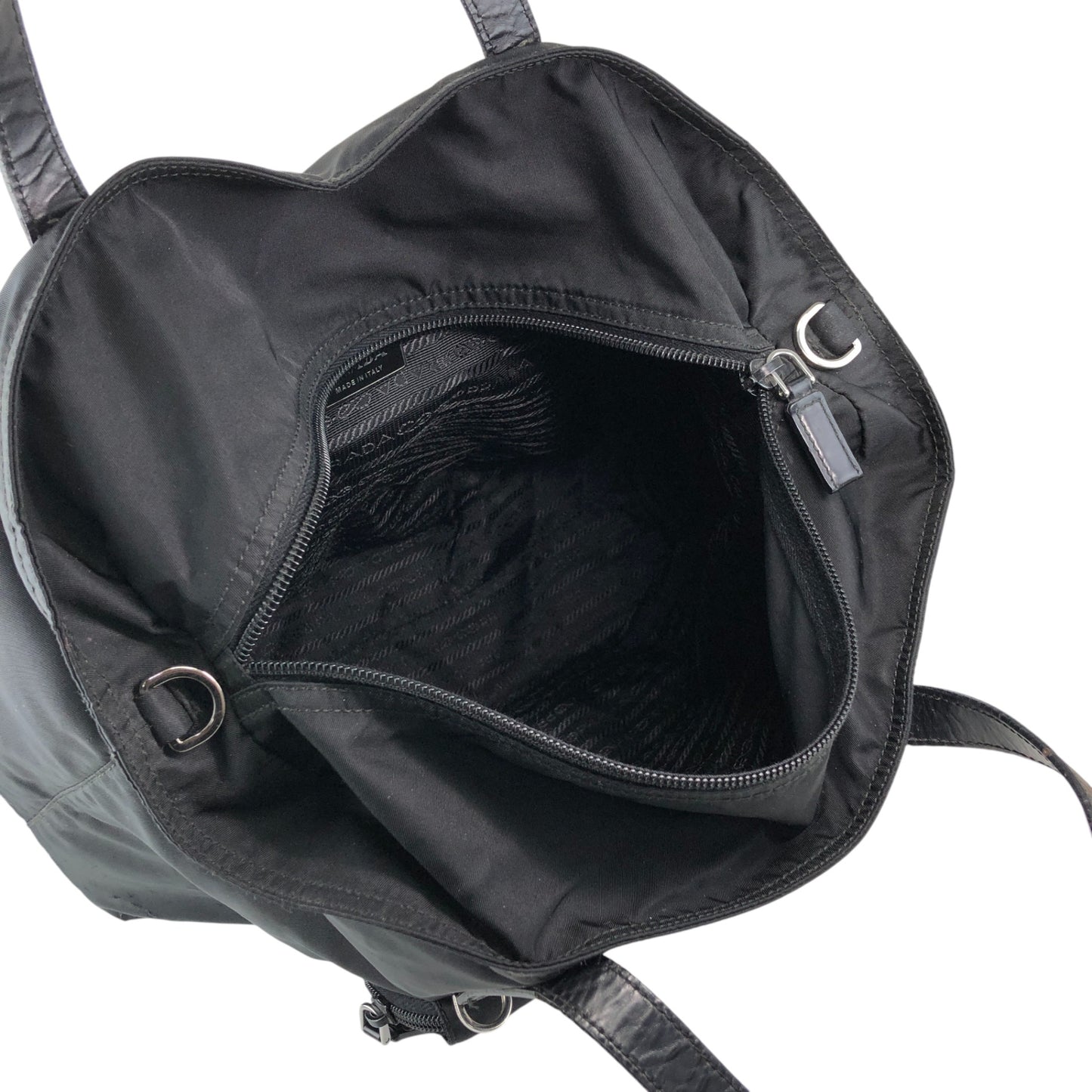 PRADA Tessuto Triangle Logo Front Pocket Two-way Handbag Shoulder bag Black Vintage kuap33