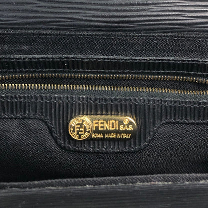 FENDI Logo Embossed Shoulder bag Black Vintage asc2di