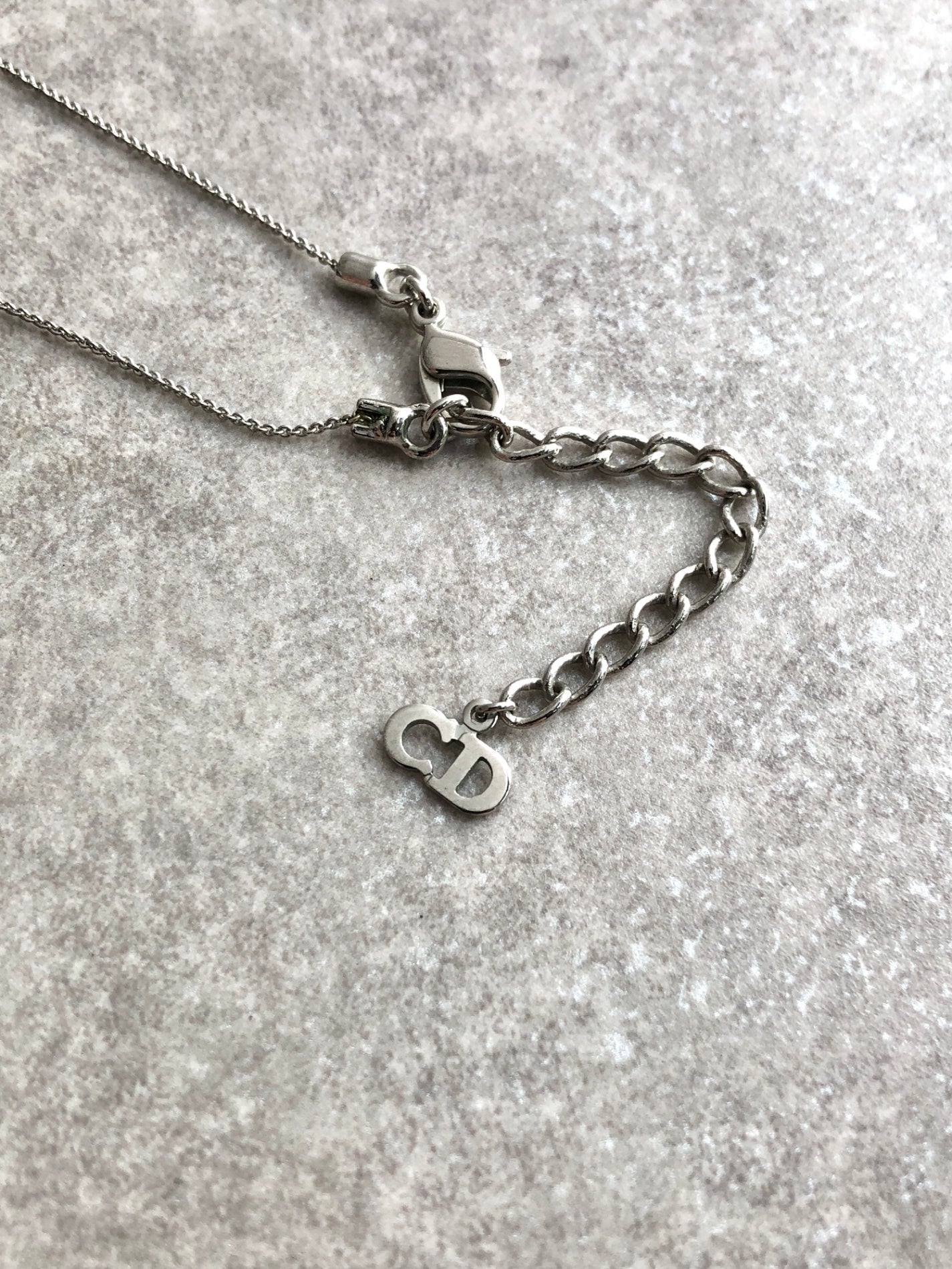 Christian Dior Logo Motif Necklace Silver Vintage 7y523w