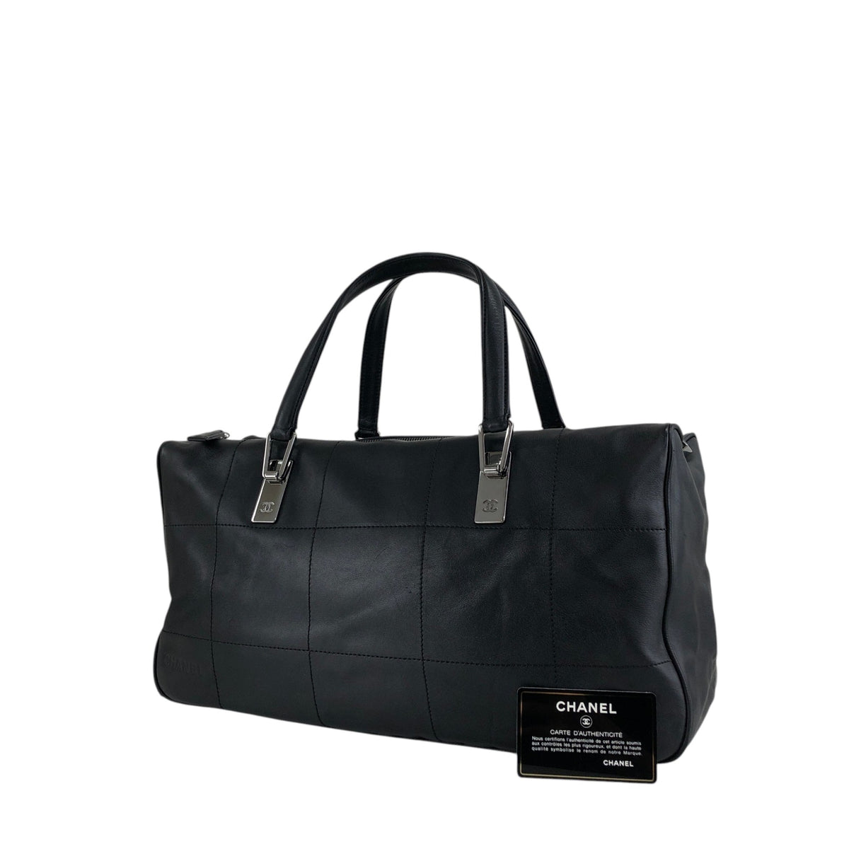 CHANEL Chocolate Bar Handbag Boston bag Black Vintage 6gabx8