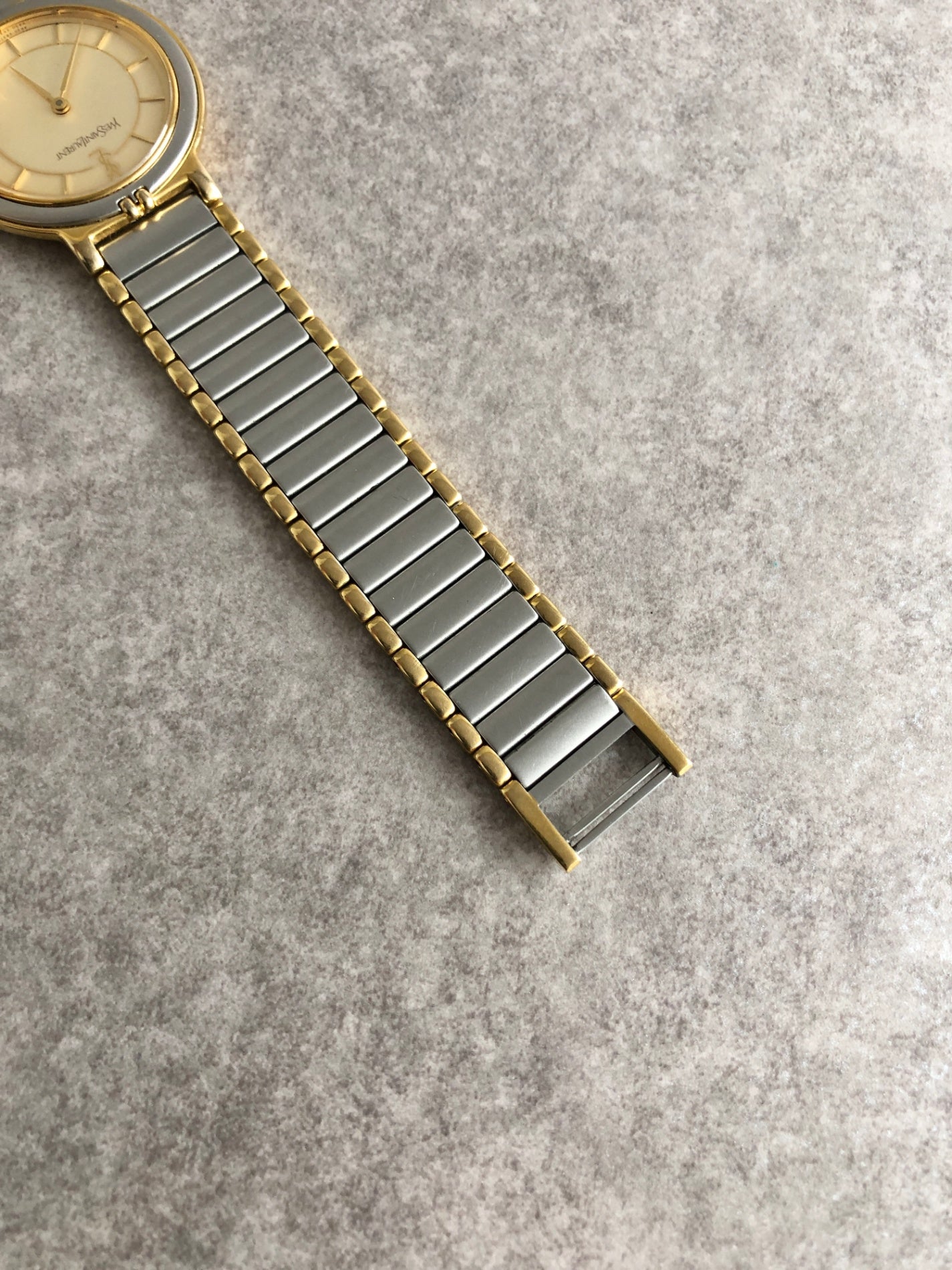 Yves Saint Laurent YSL Logo Quartz Watch Silver×Gold 4620-E62267Y