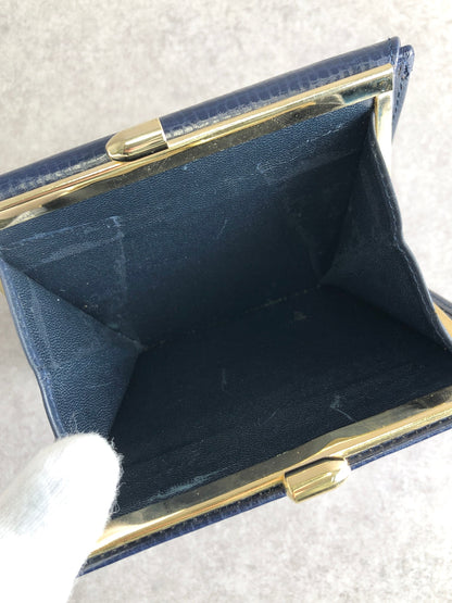 Christian Dior CD 標誌金屬扣折疊錢包海軍藍復古款 6c2pn7