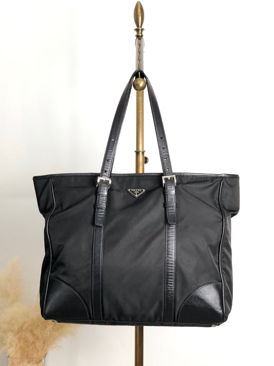 PRADA Tessuto Triangle Logo Totebag Black Vintage ivus2k