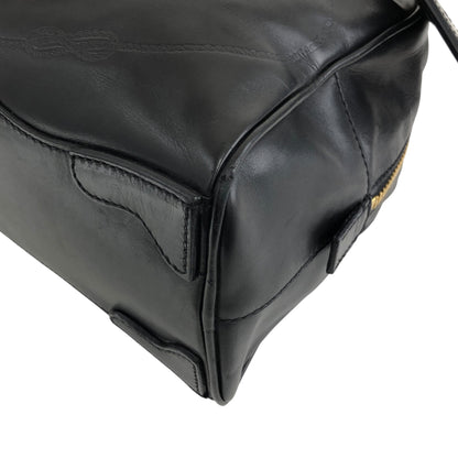 PRADA Logo Embossed Handbag Boston bag Black Vintage nfyku6