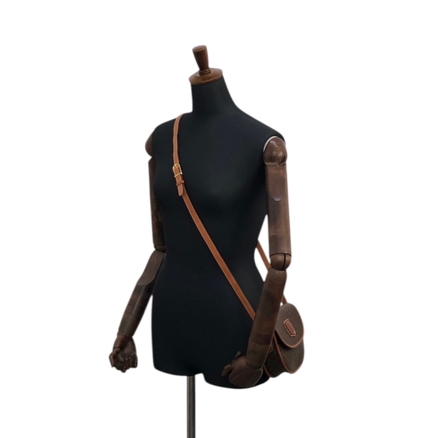 CELINE Macadam Blason Round Shoulder bag Brown Vintage v54uj5