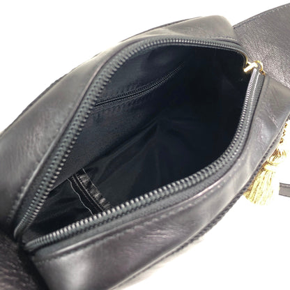 Christian Dior Logo Embossed Tassel Shoulder bag Black Vintage nvdfjx