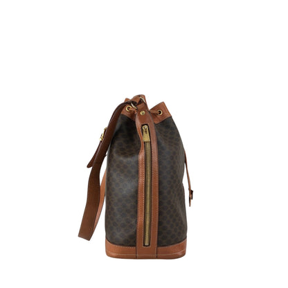 CELINE Macadam Blason Drawstring Shoulder bag Brown Vintage p8wjvh