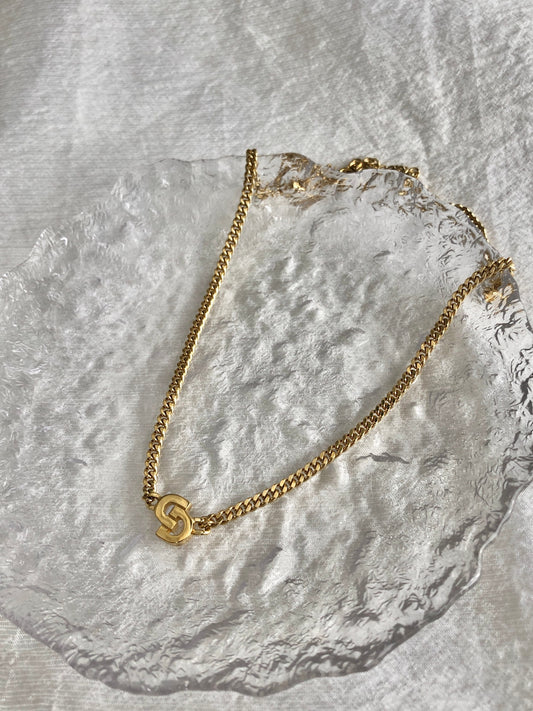 Christian Dior CD Logo Motif Necklace Gold Vintage 6xzyi7