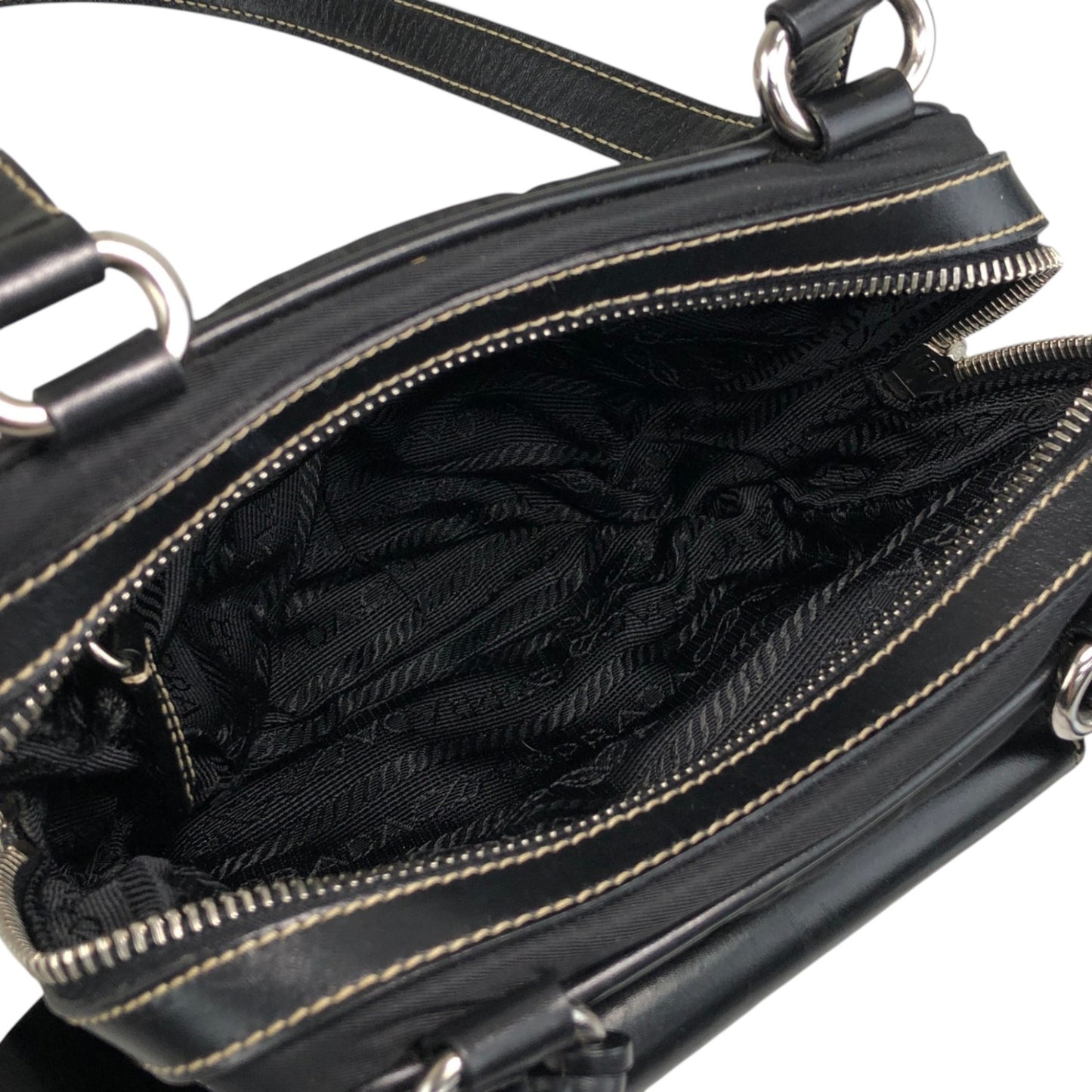 PRADA Triangle Logo Handbag Shoulder bag Black Vintage ntuyze