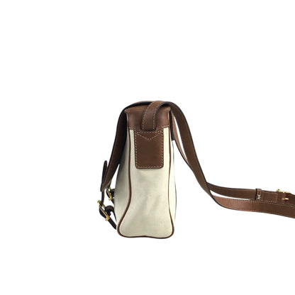 CELINE Blason Shoulder bag White×Brown Vintage ue3evj
