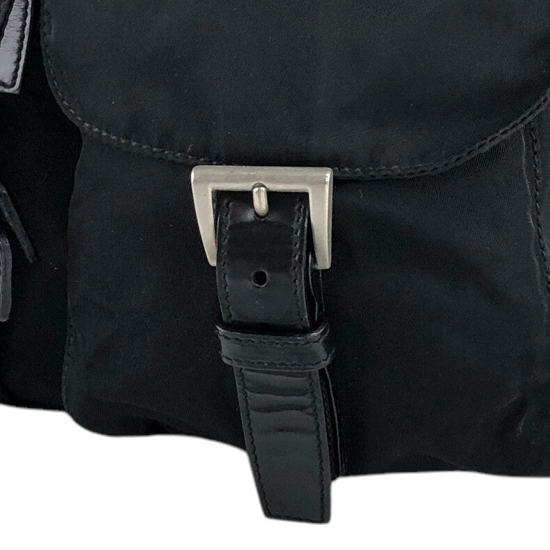 PRADA Triangle Logo Double Pocket Backpack Black Vintage 7hx8bf