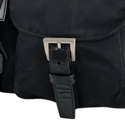 PRADA Triangle Logo Double Pocket Backpack Black Vintage 7hx8bf