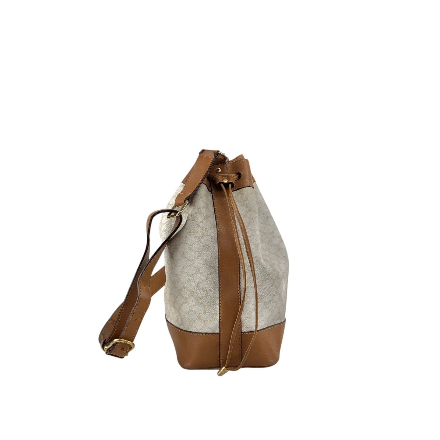 CELINE Macadam  Blason Drawstring  Shoulder bag White Vintage 6vdzju