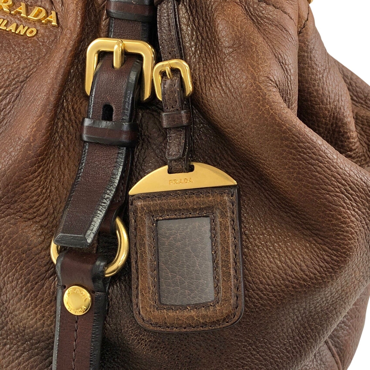 PRADA Logo  Handbag Totebag Brown Vintage  2ssadw