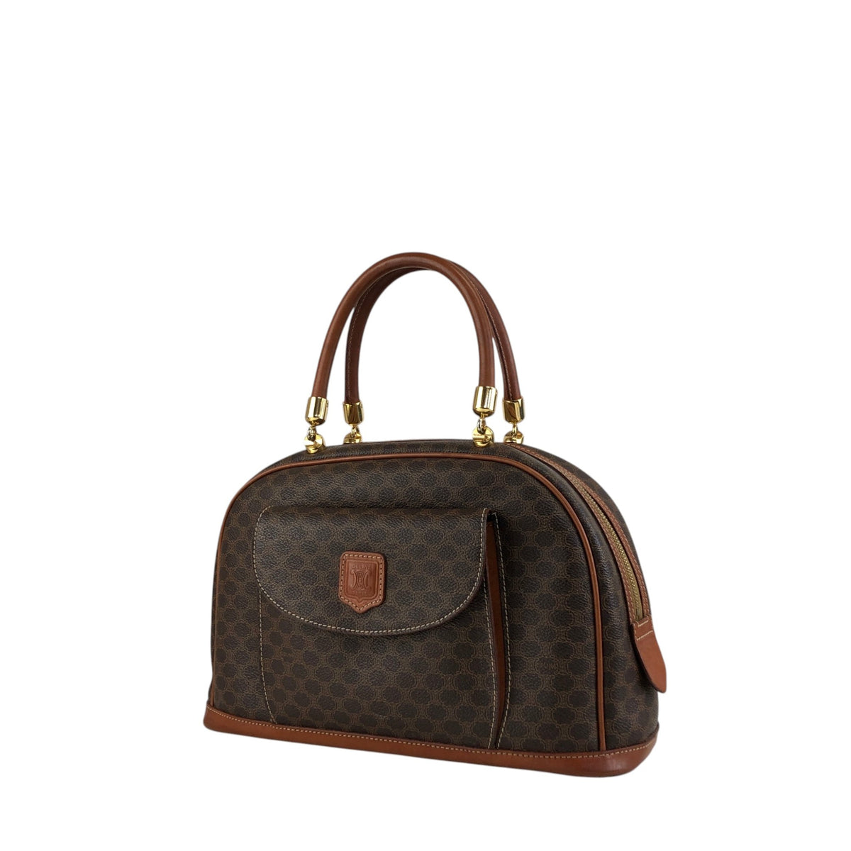 CELINE Macadam Blason Handbag Brown Vintage 623s5d