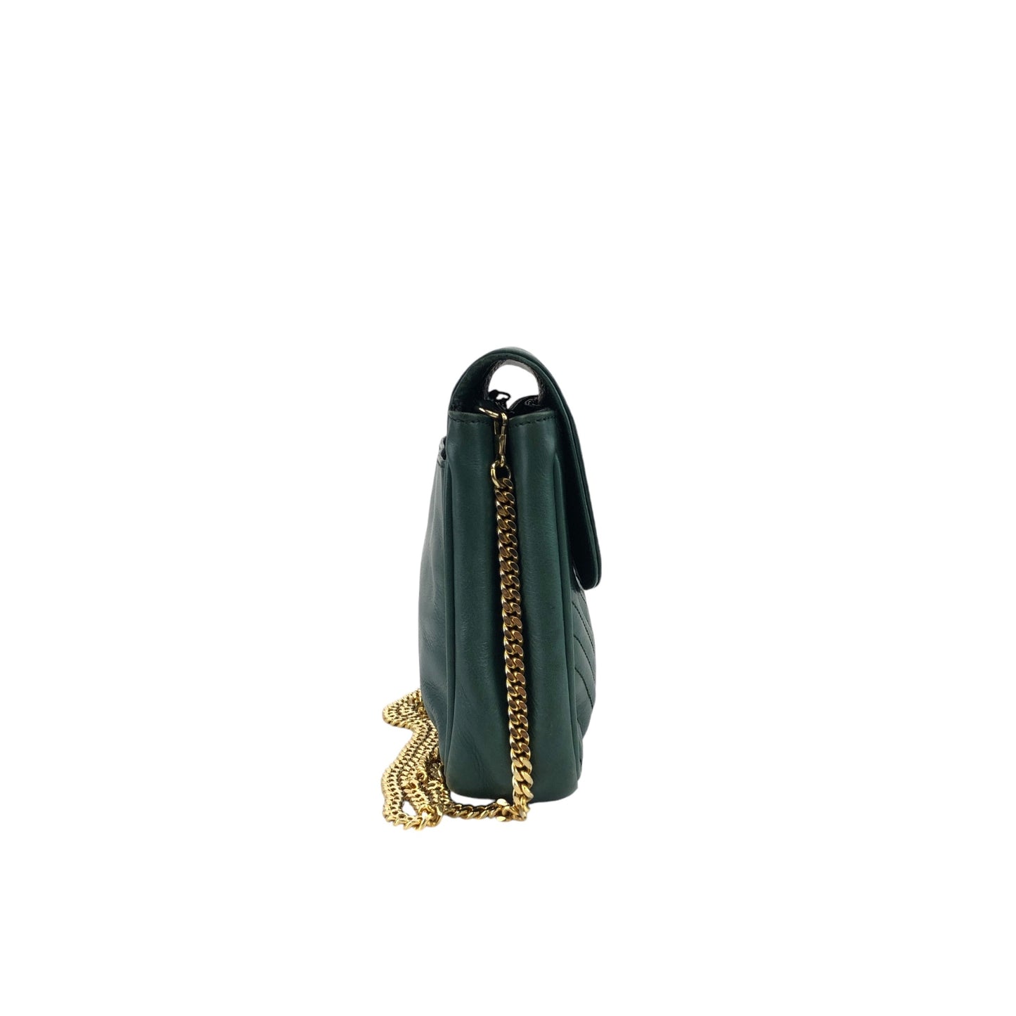 CELINE Triomphe Bias Stitch Chain Shoulder bag Green Vintage a3zrf7