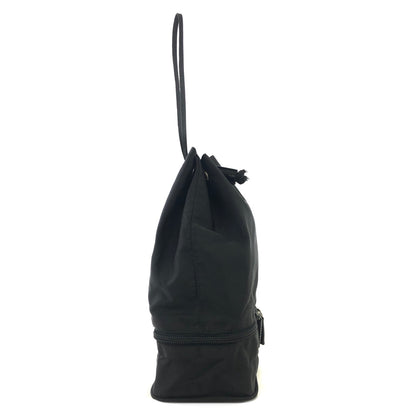 PRADA Triangle Logo Nylon Drawstring Handbag Black Vintage j8fkau