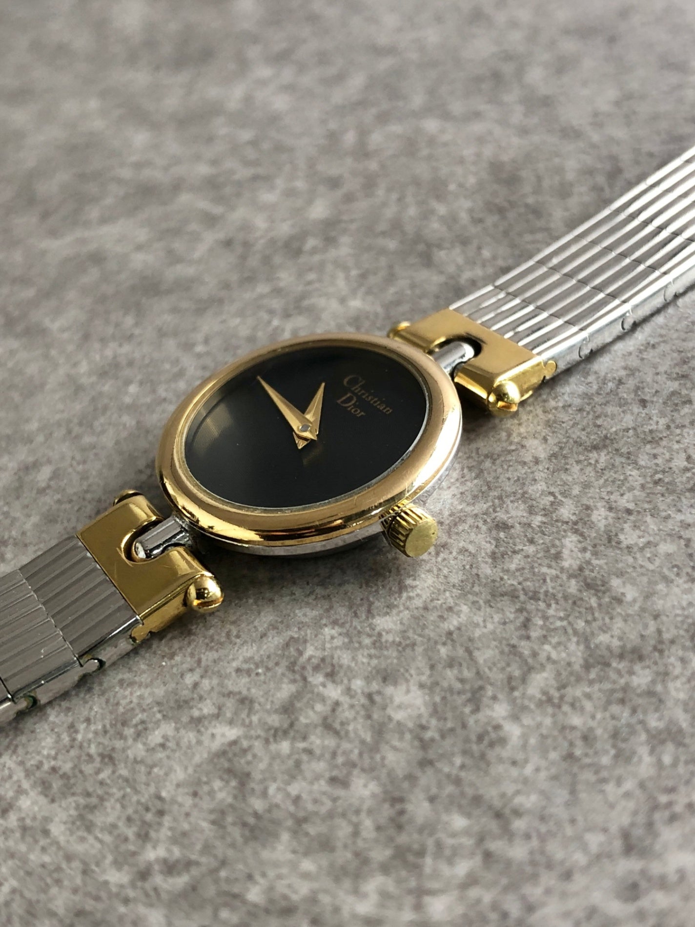 Christian Dior Logo Quartz Watch Silver×Gold 3025 Vintage 3es7fc