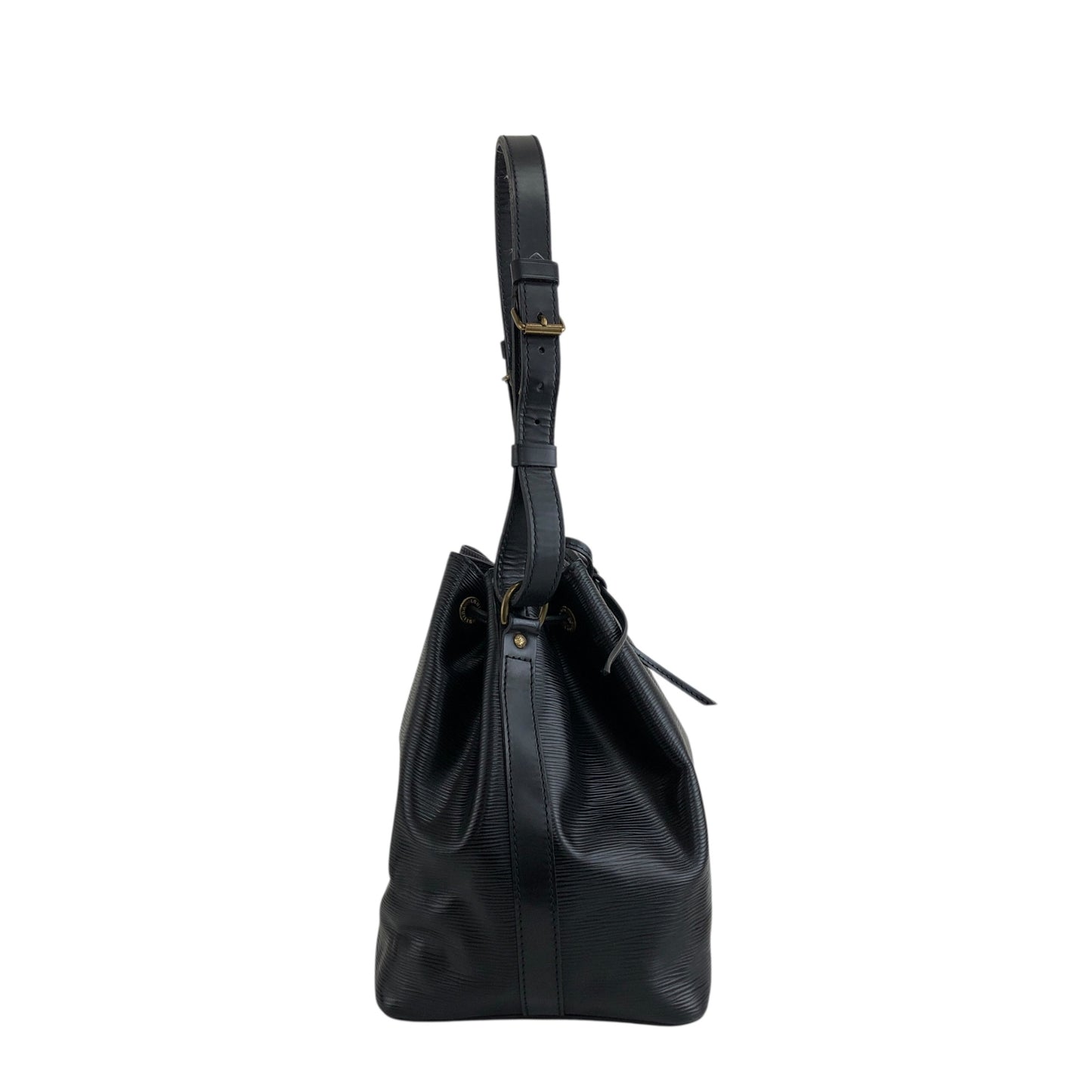 LOUIS VUITTON Epi Drawstring Shoulder bag Black Vintage jpzhvn