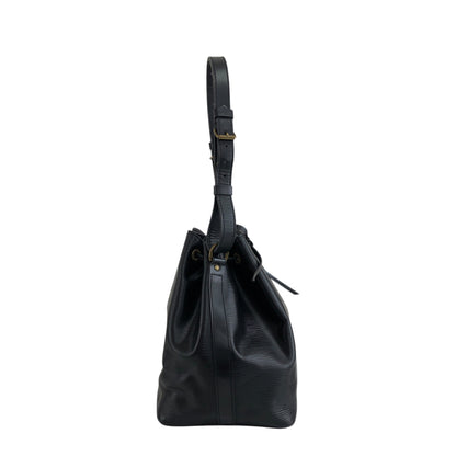 LOUIS VUITTON Epi Drawstring Shoulder bag Black Vintage jpzhvn