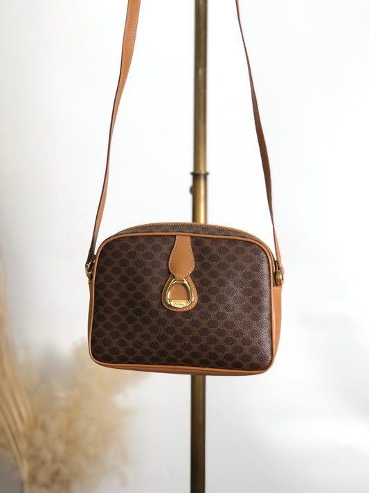 CELINE Macadam Horse Bit Shoulder bag Brown Vintage w7if2s