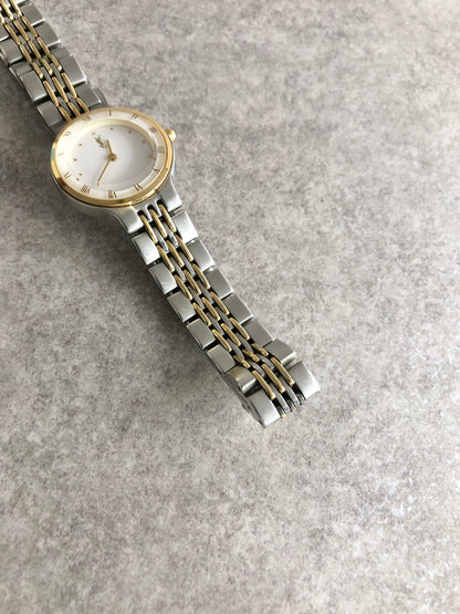 Yves Saint Laurent YSL Logo Watch Silver×Gold Vintage dxnipd