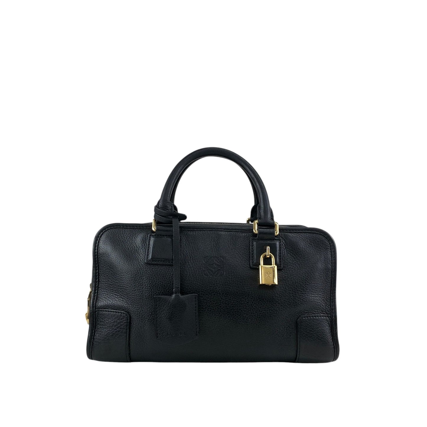 LOEWE Amazona28 Anagram Small Boston bag Handbag Black Vintage jti3x5