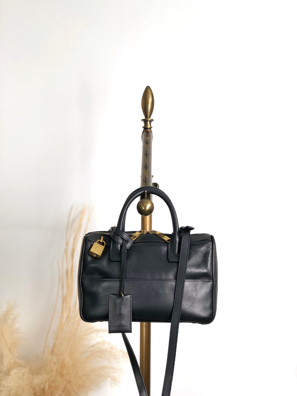 Yves Saint Laurent Two-way Handbag Shoulder bag Black Vintage 5fmarg