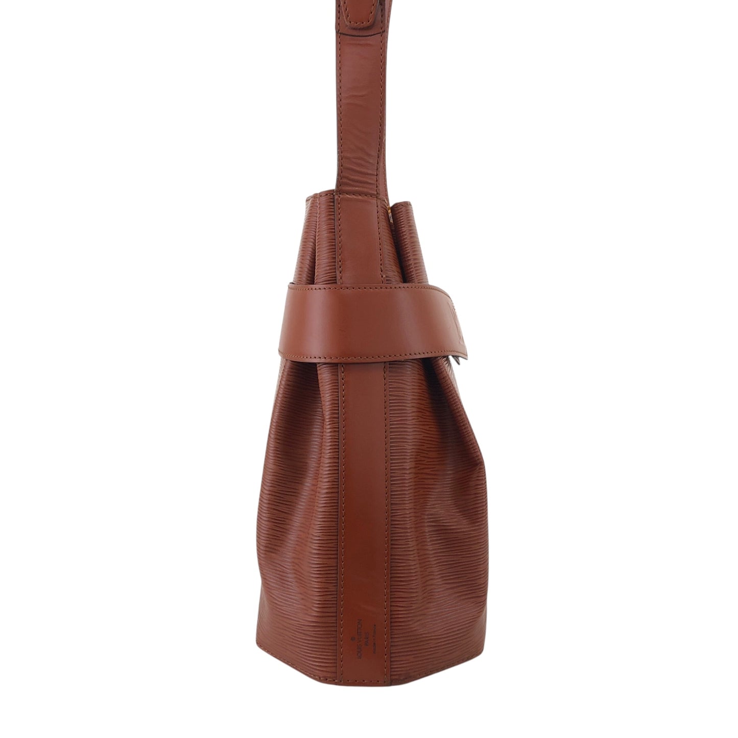 LOUIS VUITTON Epi Drawstring Shoulder bag Brown Vintage ij3uzs