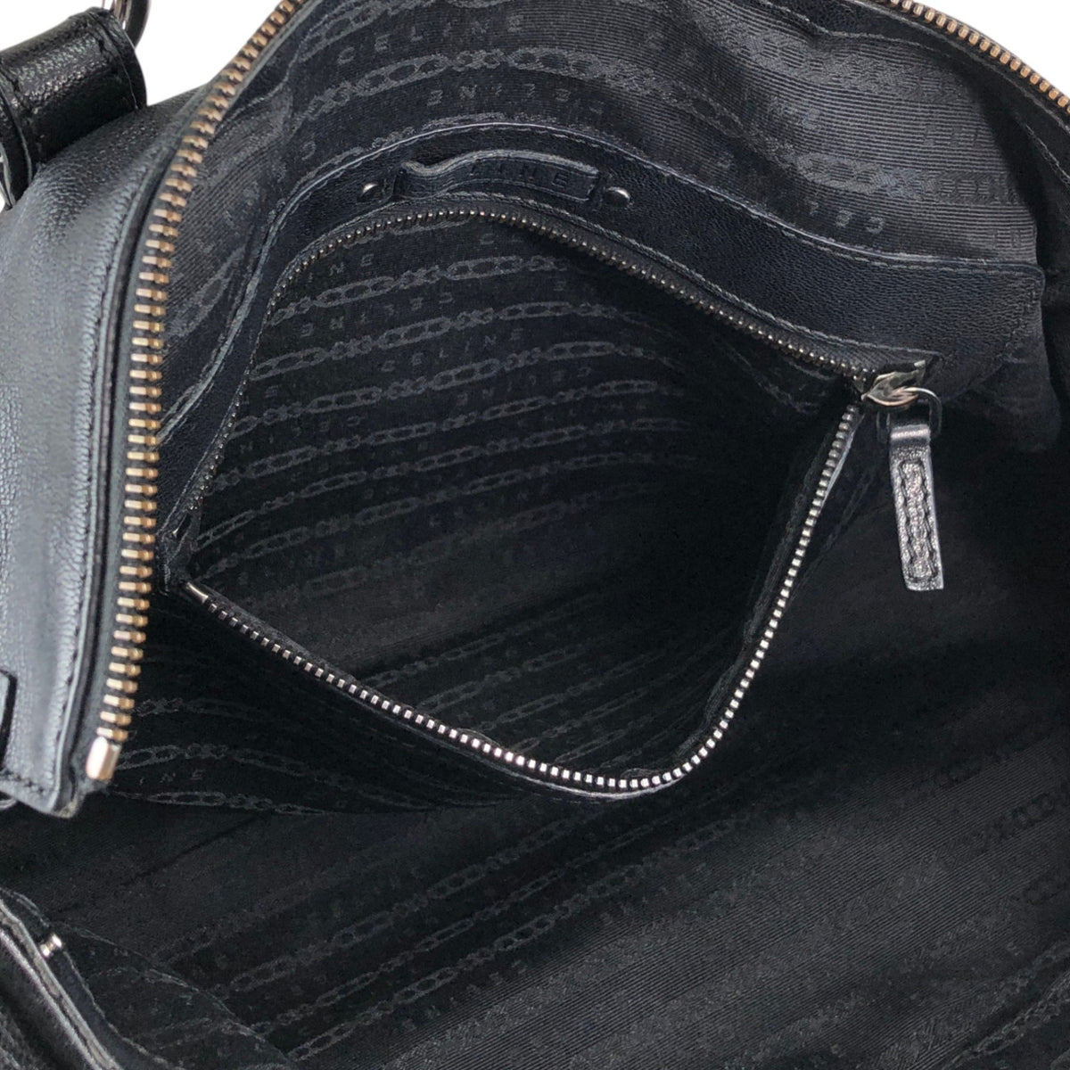 CELINE Triomphe Two-way Handbag  Shoulder bag Black Vintage 4xt5x6