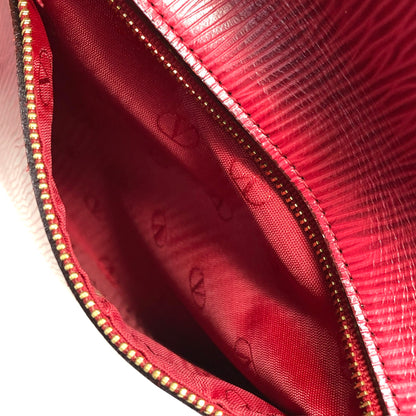 VALENTINO GARAVANI Logo Leather Drawstring Shoulder bag Red Vintage hmfhjg
